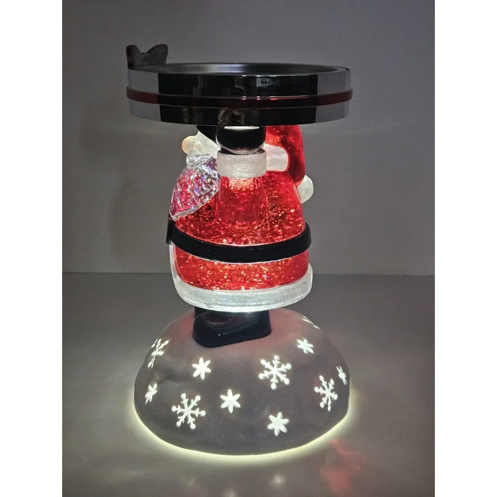Bath & Body Works 2022 Santa Claus Light Up Water Globe 3 Wick Candle Holder
